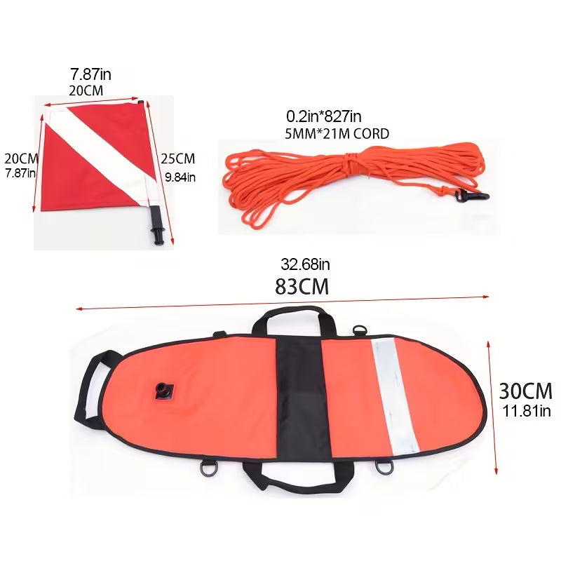 Inflatable Torpedo Buoy – Hi-Vis Dive Safety Float with Flag for Scuba, Freediving & Snorkeling
