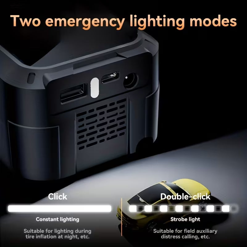 Portable Air Compressor Inflator, 150PSI Smart Digital Auto-Shutoff Pump with Emergency LED Light for Car, Motorcycle, Bike & Balls