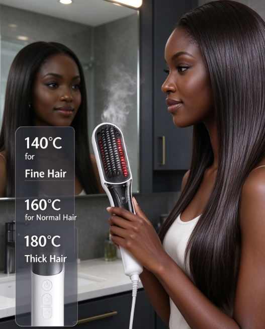 Multifunctional Spray Hair Straightener Brush - 2-in-1 Straighten and Curl with Steam Mist for Frizzy Hair