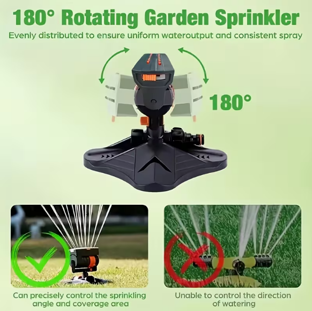 Garden Sprinkler with 16 Nozzles – 180° Rotatable Adjustable Head, Automatic Irrigation System, Wide Coverage, Easy Setup, No Electricity Required, for Lawn & Garden Watering