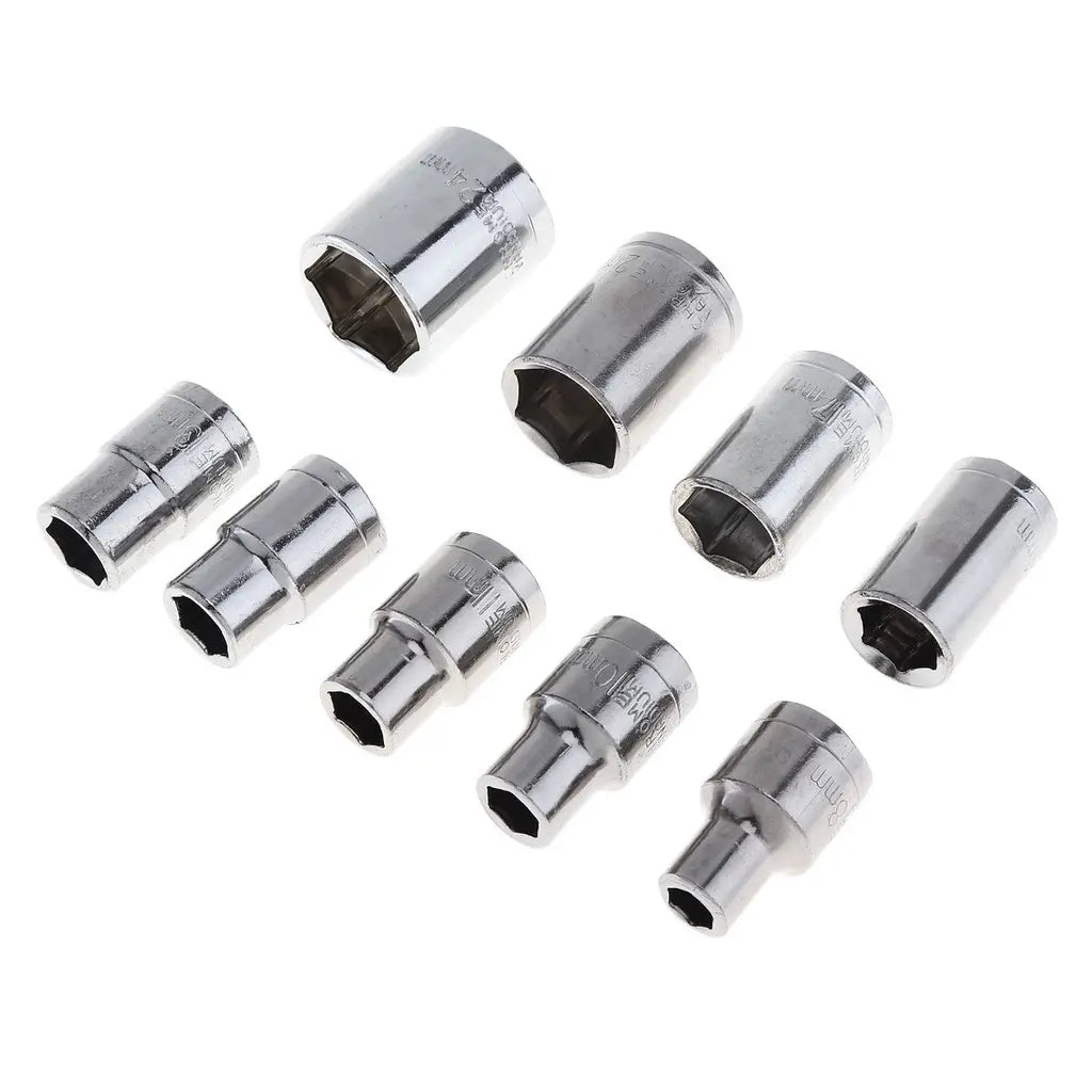 10-Piece 1/2-Inch L Curved Socket Wrench Set 8-21mm - Heavy Duty Chrome Sleeve Tool Kit for Motorcycle and Car Auto Repair
