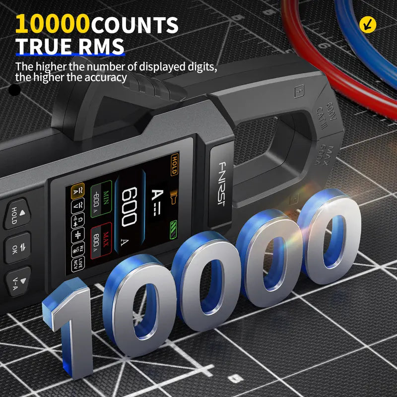DC/AC Clamp Meter – 600A, 10000 Counts, USB Rechargeable, Voltage & Current Tester, NCV Detection, Electrician Multimeter