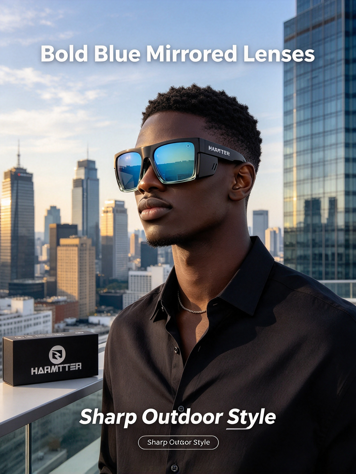 HARMTTER Sports Cycling Sunglasses - Windproof UV Protection Polarized Goggles for Bike Riding
