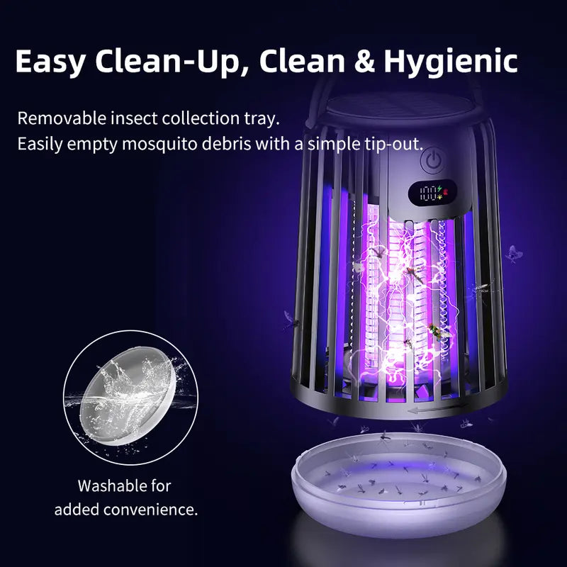 Cash on Delivery ✈ Solar Bug Zapper with Dual Charging, Electric Mosquito Killer & LED Lantern, Portable Indoor & Outdoor Insect Trap for Home, Patio, Garden & Camping