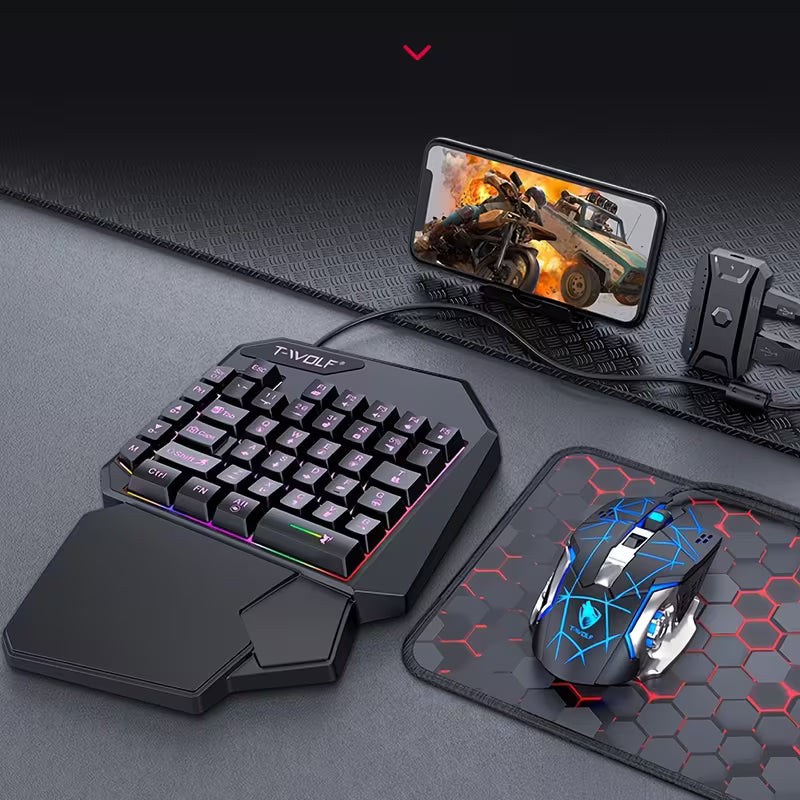 Single-Handed Mechanical Keyboard – Luminous, Compact & Portable for Gaming & Office
