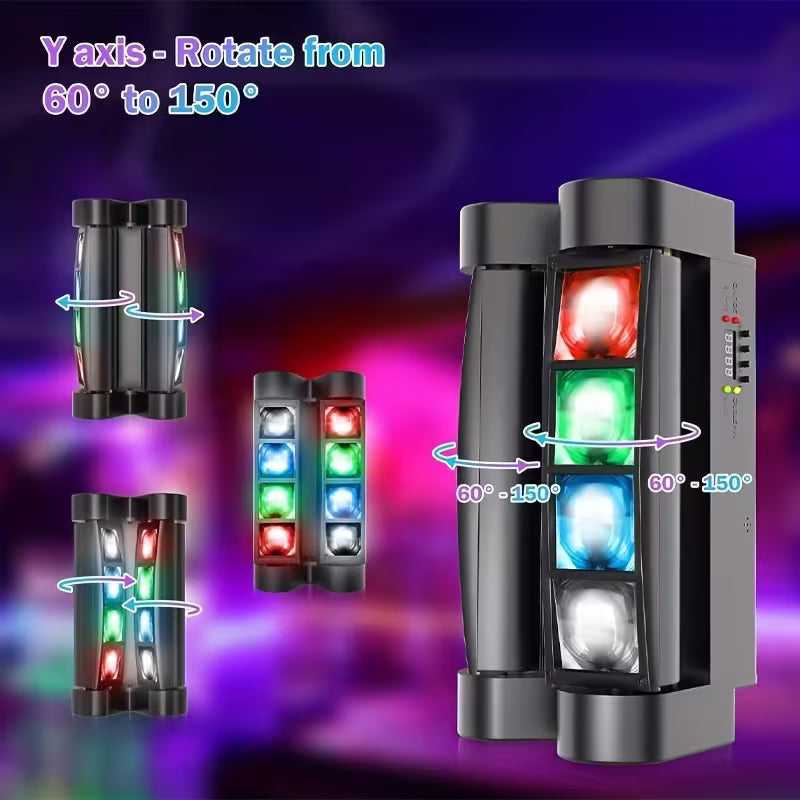 8-LED DJ Disco Stage Light – RGB Sound-Activated Strobe & Spider Beam for Parties, Karaoke & Weddings