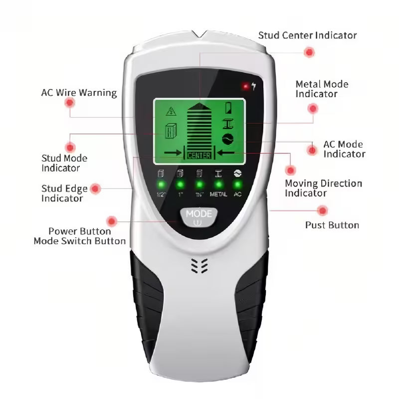 Stud Finder Wall Scanner – HD LCD, Multi-Mode Detection for Wood, Metal, AC Wires & Pipes