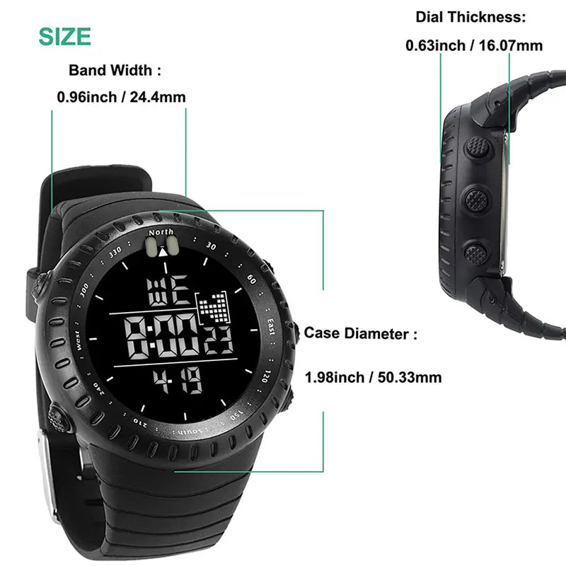 SANDA Men's Sports Digital Watch - Water Resistant, LED Light, Alarm, Outdoor Fashion Wristwatch