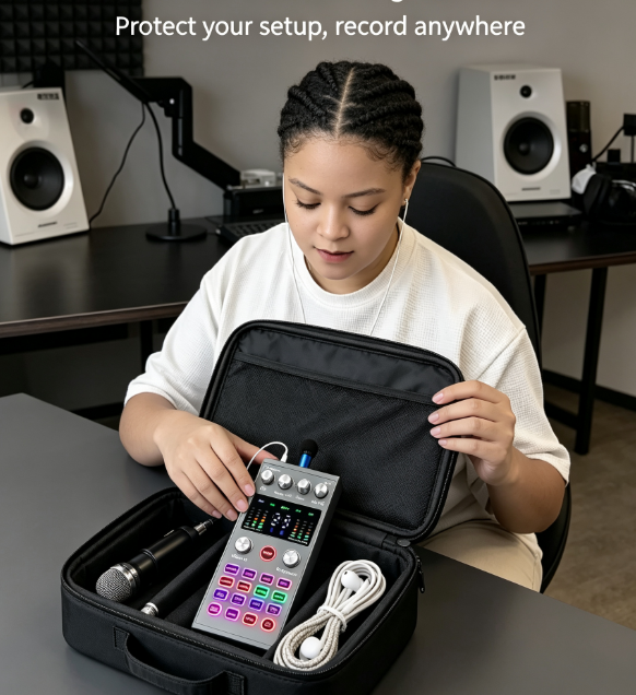 AT11 External USB Sound Card Kit - Live Streaming and Karaoke Set with Noise Reduction and Voice Effects for PC
