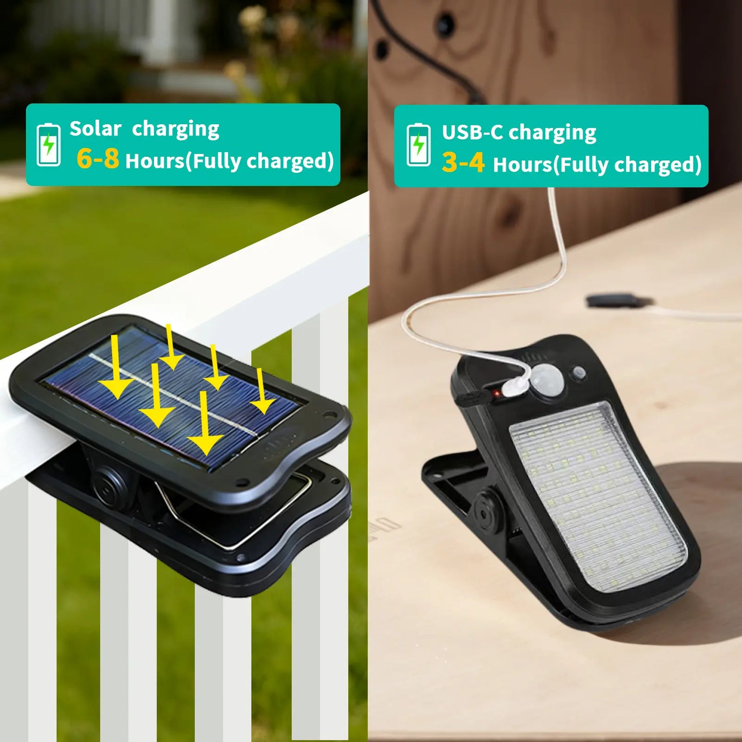 Cash on Delivery – 4 Pack Outdoor Solar Clip Lights, USB & Solar Powered Clip-On Lamp with Motion Sensor, 3 Modes, Waterproof – Perfect for Yards, Garages, Porches, Patios, Gardens, Pools & Barns