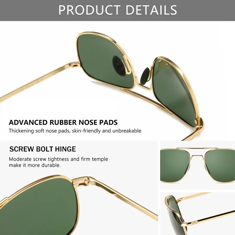 SUNGAIT Men's Military Polarized Aviator Sunglasses - UV400 Protection HD Lens, Bayonet Temples for Outdoor Activities