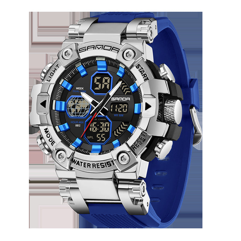 Men's Dual Display Watch – Outdoor Sports & Business Style, Night Alarm, Weekly Calendar