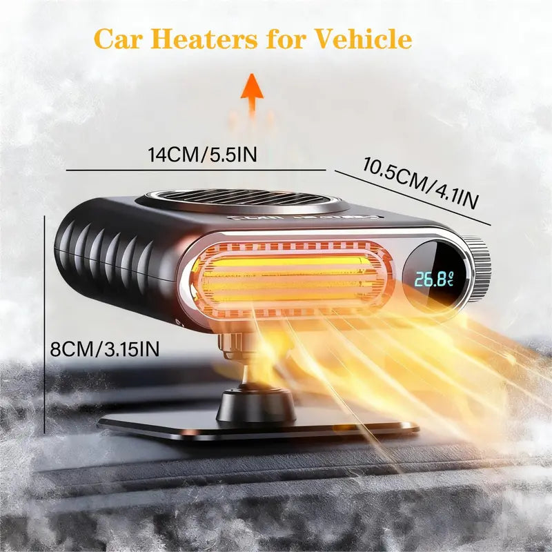 Portable 12V 150W Car Heater – Defogger & Defroster, Adjustable Heating Fan, 360° Rotatable Windshield Heater, Plugs into Cigarette Lighter