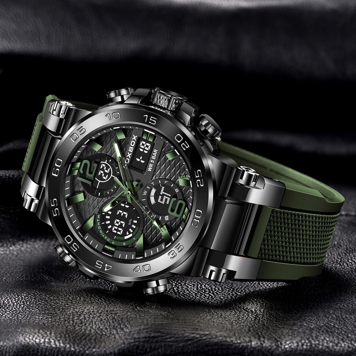 Men's Waterproof Digital Sports Watch – Luminous Dial, Alarm, Stopwatch, Date Display, Durable Resin Case & Silicone Strap, Ideal for Running, Swimming & Daily Wear