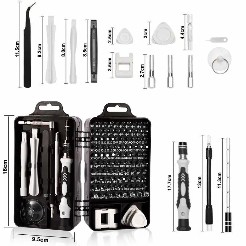 115-Piece Precision Screwdriver Set – 101 Bits for Electronics, Computer, Laptop & Phone Repair, Complete Kit with Metallic Storage Case