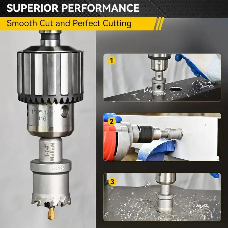 8-Piece TCT Carbide Drill Bit Set with Screw Extractor Bits - Power Tool Accessories for Metal, Stainless Steel and Iron Plates
