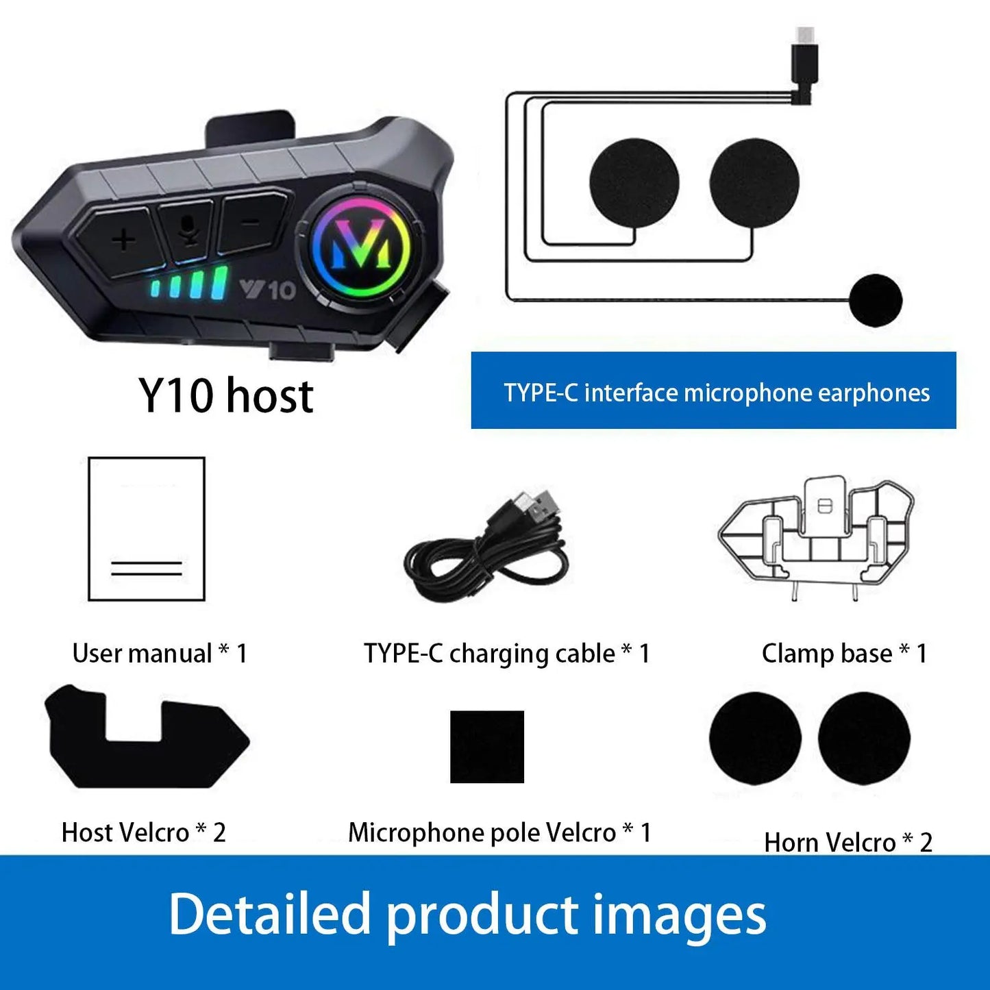Rechargeable Motorcycle Helmet Speaker - IPX6 Water Resistant Wireless Earphone with Call Control