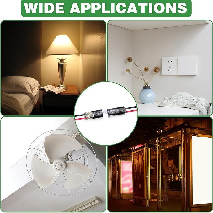 60Pcs 2 Pin Double-Wire LED Strip Connectors with Locking Buckle Low Voltage Fast Connect Plugs for Automotive & Strip Light Wiring
