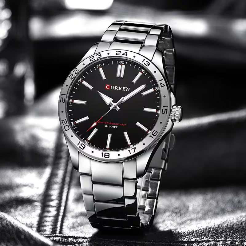 CURREN Men's Luxury Quartz Watch - Luminous Hands, Stainless Steel Strap for Business, Outdoor and Party Wear