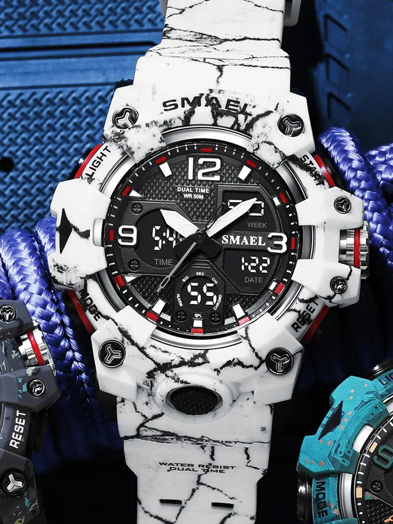 Men's Digital-Analog Quartz Watch with Date Display – Fashion Sports, Waterproof, Luminous, Multifunctional