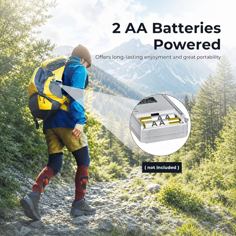 Portable Emergency Radio – NOAA Weather, AM/FM, Best Reception, Stereo Earphone Jack, 2xAA Battery