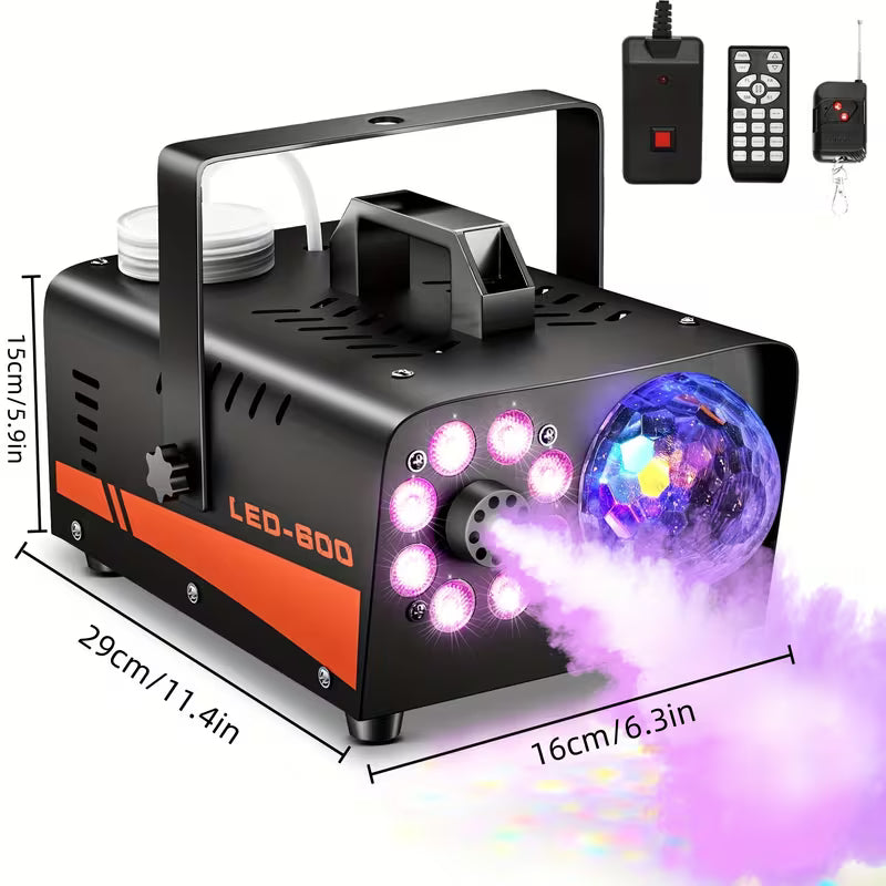 600W Fog Machine – 3000CFM, 13 LED Lights, Wireless Remote for Parties, Weddings & DJ Stages