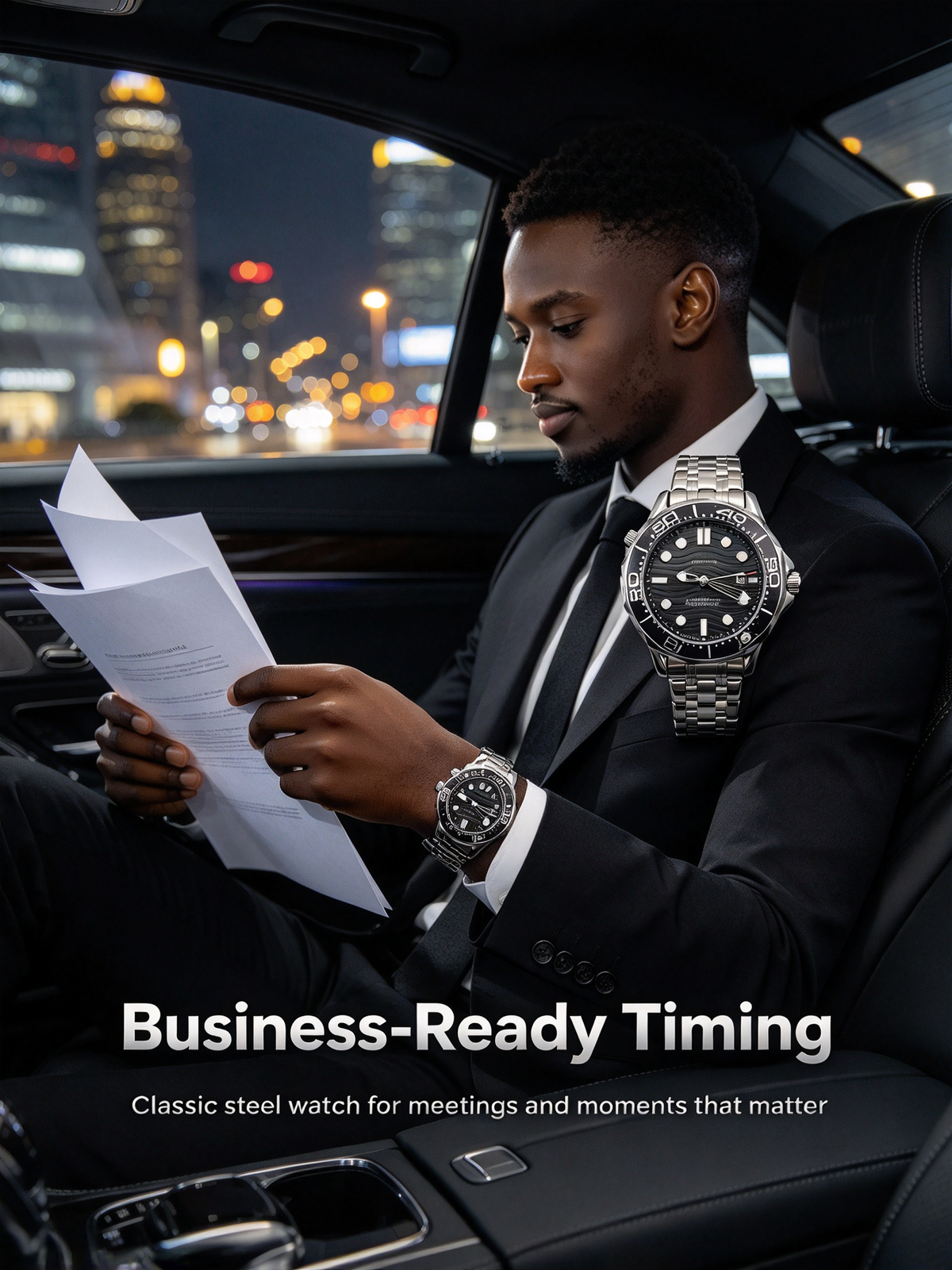 Seamaster 300 Style Automatic Mechanical Watch - Men's Business Wristwatch with Water Resistance and Luminous Hands