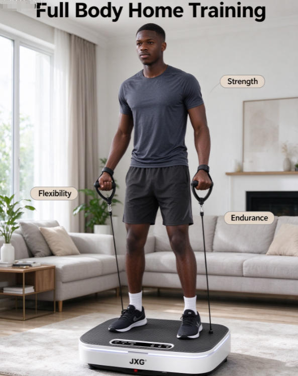 Bluetooth Vibration Plate – RGB Light, Resistance Bands, Whole Body Shaker for Weight Loss & Toning