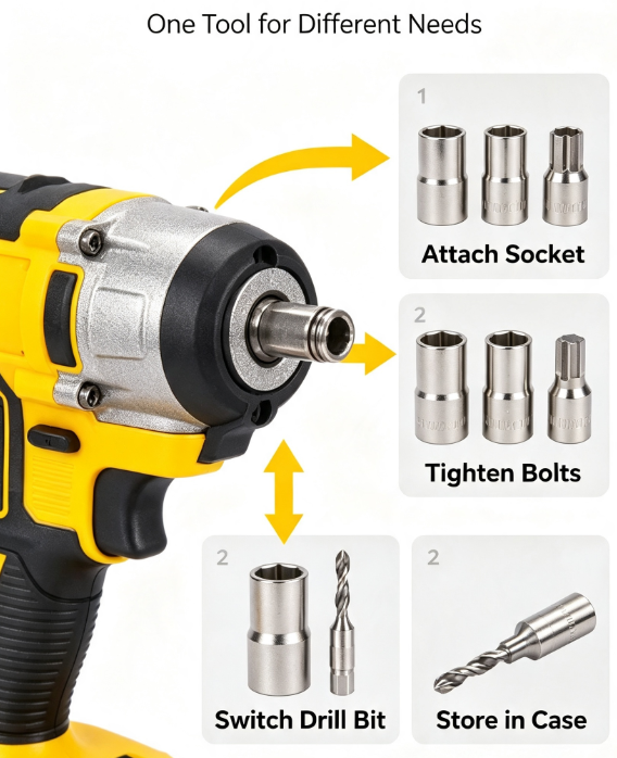 Brushless Impact Wrench – 1/2", 1500FT-LBS, 2 Batteries + Fast Charger for Auto Repair