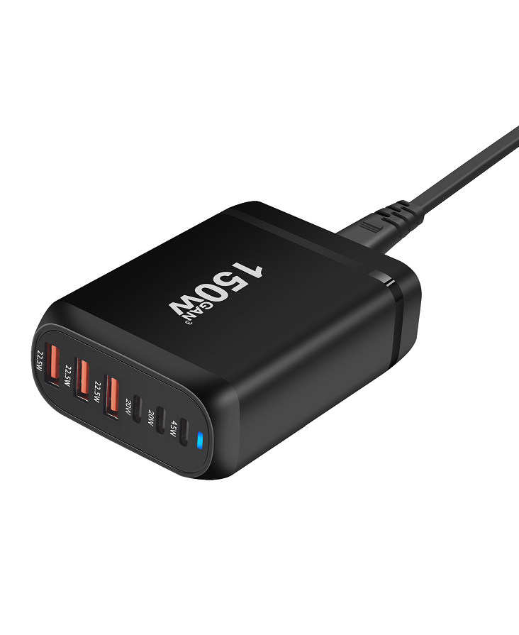 150W GaN Multi-Port Desktop Charger - PD Fast Charging Travel Adapter for Multiple Devices