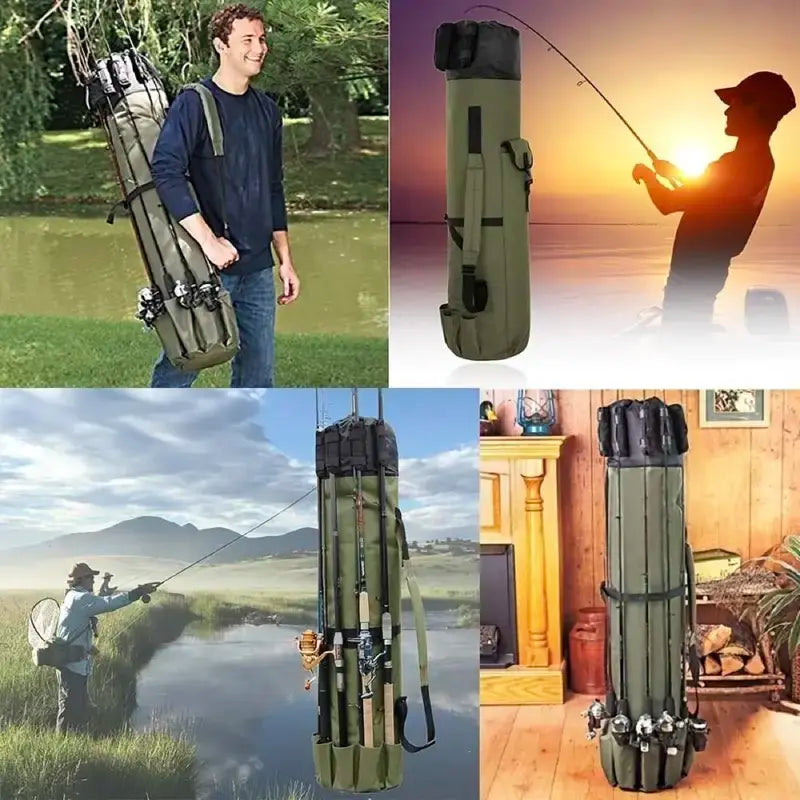 Multifunctional Fishing Rod & Tool Organizer Bag – Portable Storage Case for Outdoor Fishing Accessories