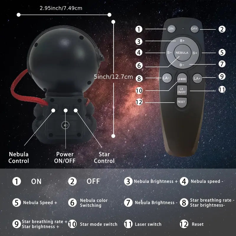 Astronaut Galaxy Projector with Nebula Effects – Star Projector Night Light for Kids Room Decor, USB Connection