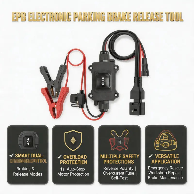 Universal EPB Emergency Release Tool for Automotive – 40A Over-Current Protection, Dual-Channel Forward/Reverse Control for Electronic Parking Brake Reset & Release