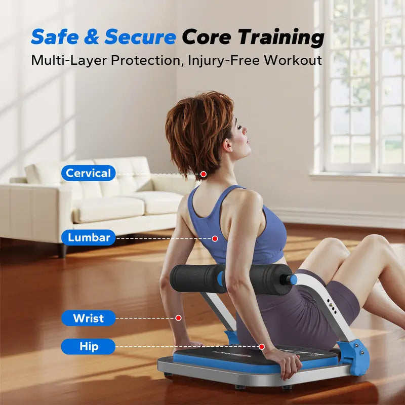 Sit-Up Ab Crunch Machine - 3-Level Adjustable Core Trainer, Compact Abdominal Workout System for Home Gym