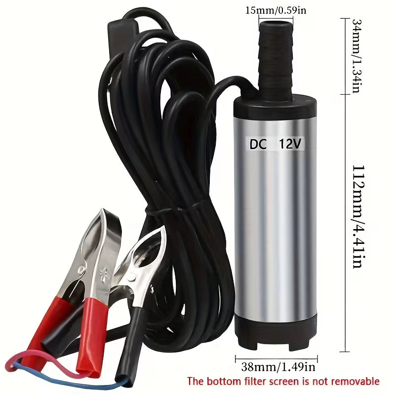 Portable DC12V Submersible Pump – Heavy-Duty, Fast Transfer with On/Off Switch for Marine, Auto & Camping