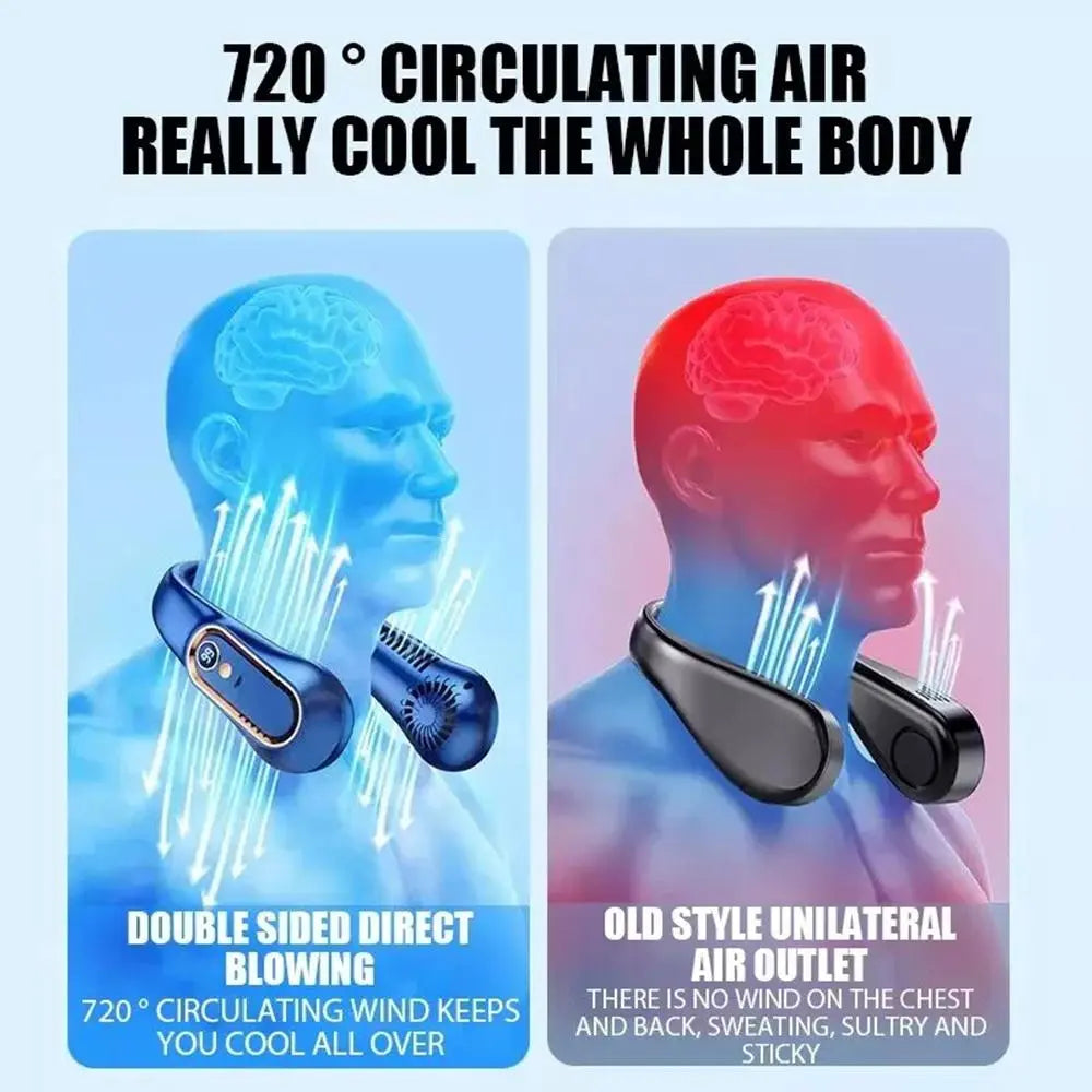 360° Airflow Portable Neck Fan – USB Rechargeable Hands-Free Cooling Wearable Quiet Fan for Travel, Office & Summer Outdoor Use 2026