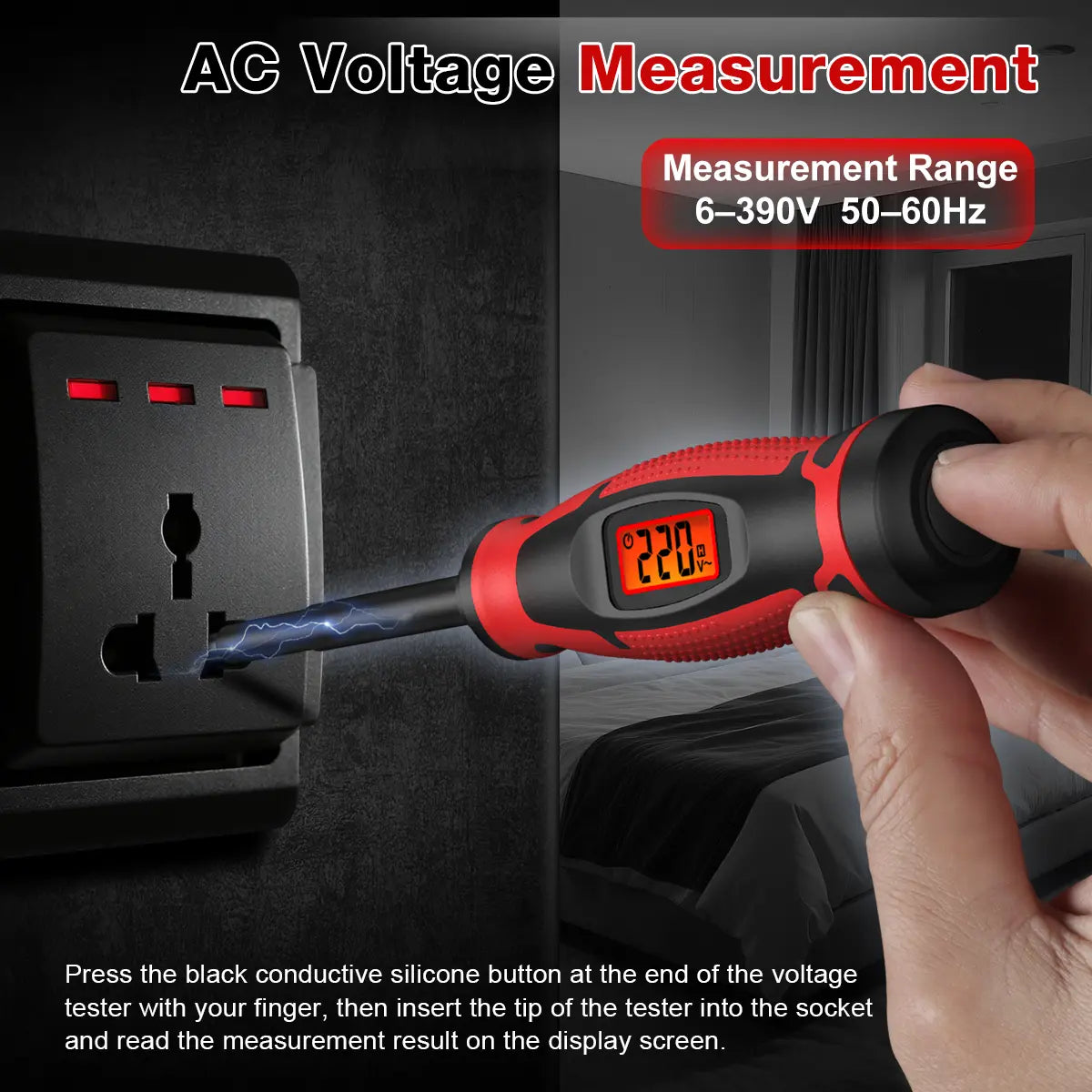 HABOTEST HT95A-SL5 Voltage Tester Screwdriver - 2-in-1, 6V-390V AC, NCV, LCD Screen