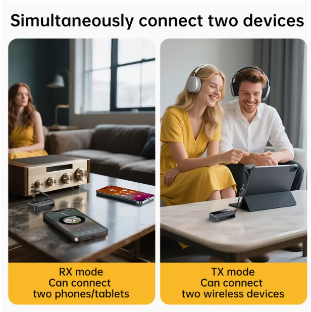 Bluetooth 5.4 Intelligent Audio Adapter – 2-in-1 Transmitter & Receiver, Type-C, Long Battery Life, LED Display, Low Latency, Dual Device Connection, 3-in-1 Data Cable, Grooved Handle, Ultra-Portable