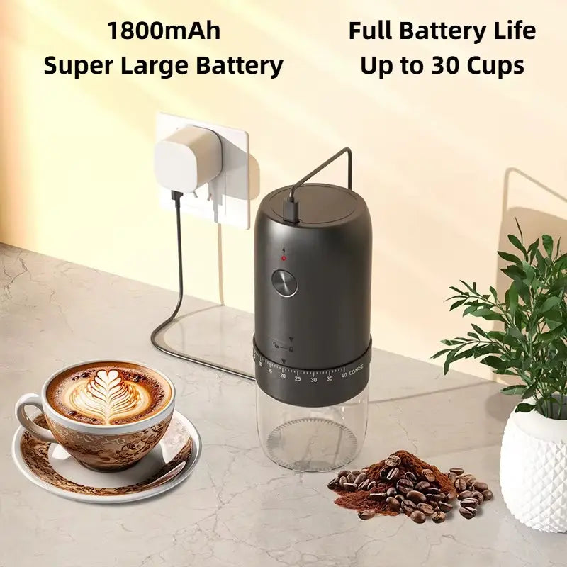 Portable Electric Coffee Grinder – Rechargeable, 40-Gear External Adjustment, Perfect for Home, Vacation & Travel
