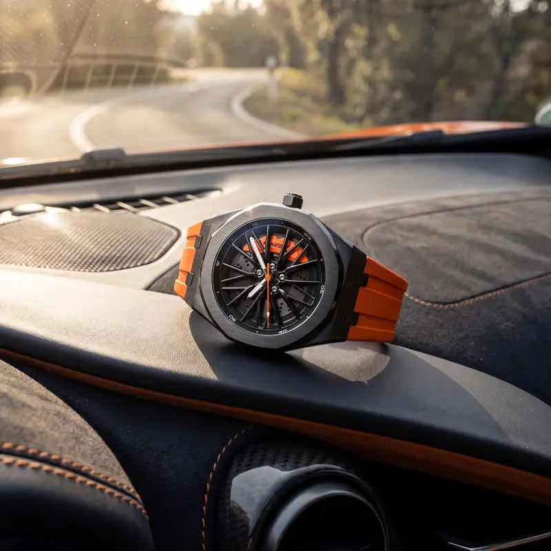 Men's Stainless Steel Sport Watch – Rotating Wheel Spoke Design, Luminous, Waterproof, for Business & Everyday Wear