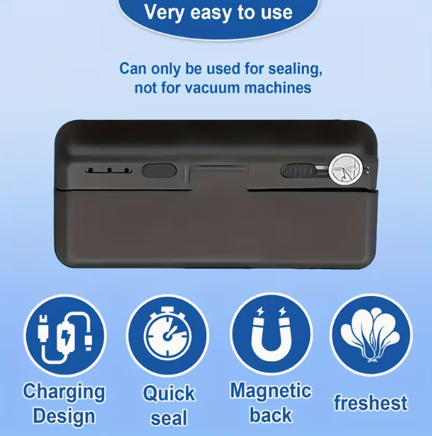 Portable Wireless Automatic Food Sealer – Quick Sealing for Snacks & Plastic Bags, Long-Term Food Preservation, Compact & User-Friendly for Kitchen Storage