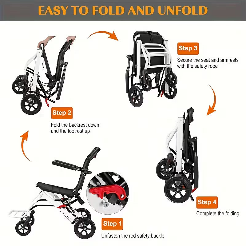 Foldable Hand-Operated Wheelchair – Lightweight, Portable for Adults & Elderly Travel