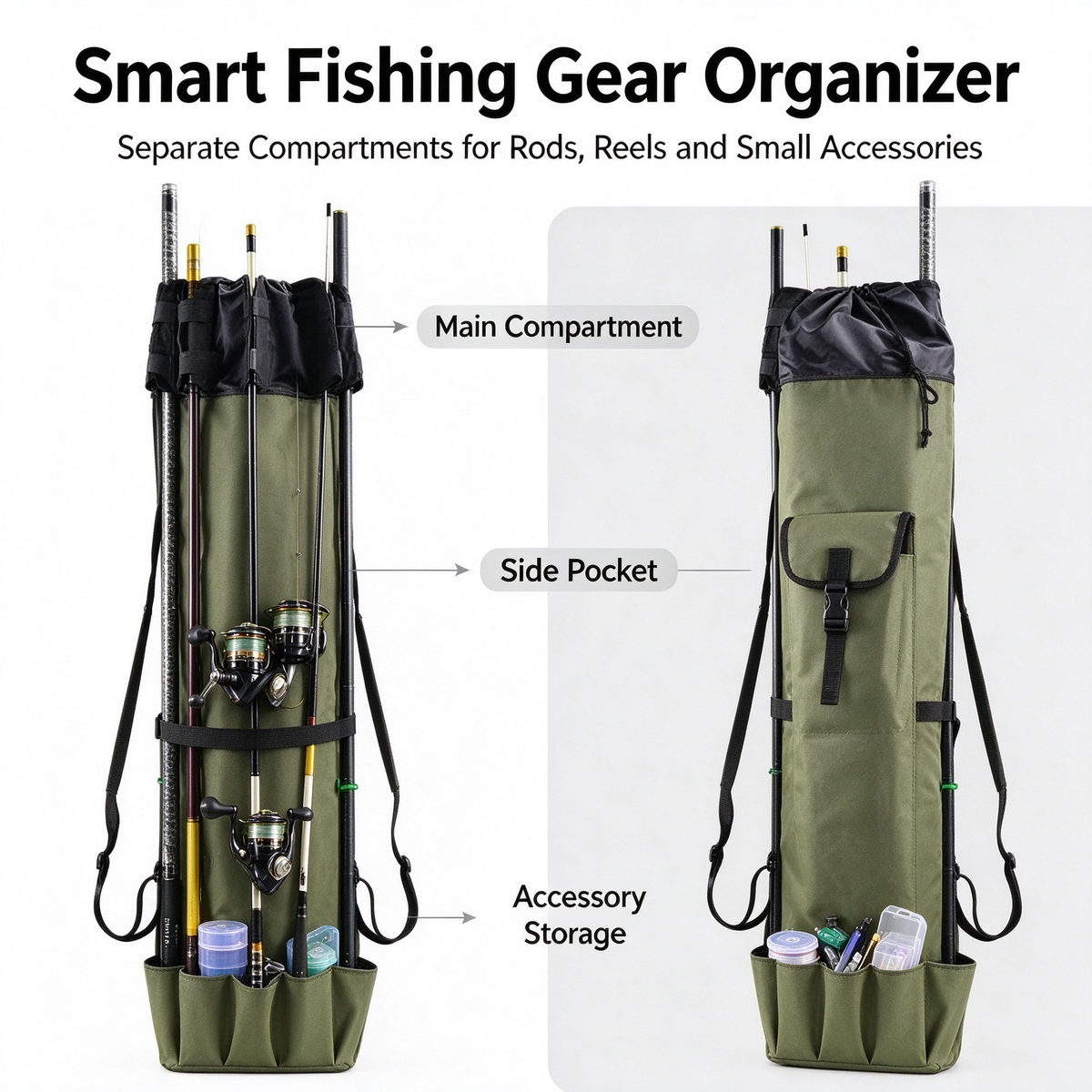Outdoor Fishing Bag Tackle Bag - Thickened Large Capacity Portable Fishing Rod Bag, Sea Rod Bag, Crossbody Bag for Lure Fishing