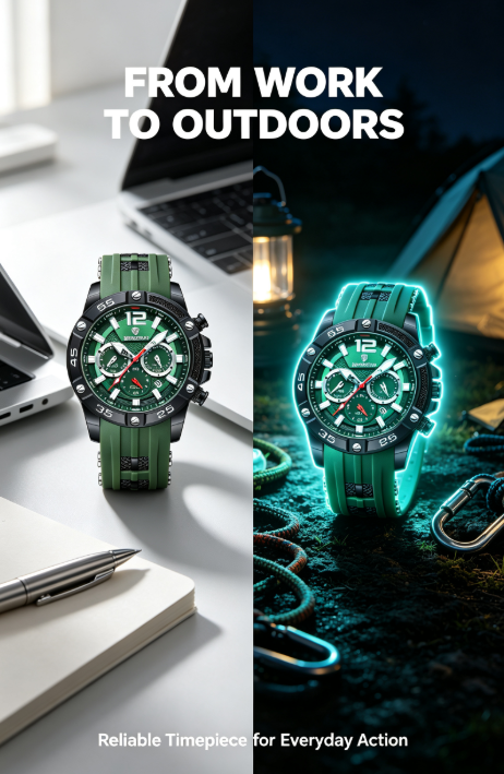 Men's Three-Eye Timing Function Watch - Trendy Practical Style for Street, Workwear and Light Busines
