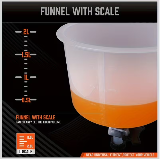 No-Spill Coolant Funnel Kit with On/Off Valve – Leak-Free Cooling System Refill Tool