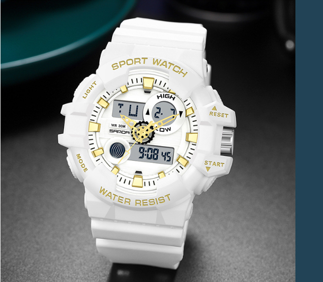 Men's Sports Quartz Wristwatch – Analog-Digital Display, Waterproof, Alarm, Timer, Date & Week Display, Multifunction LED Backlight