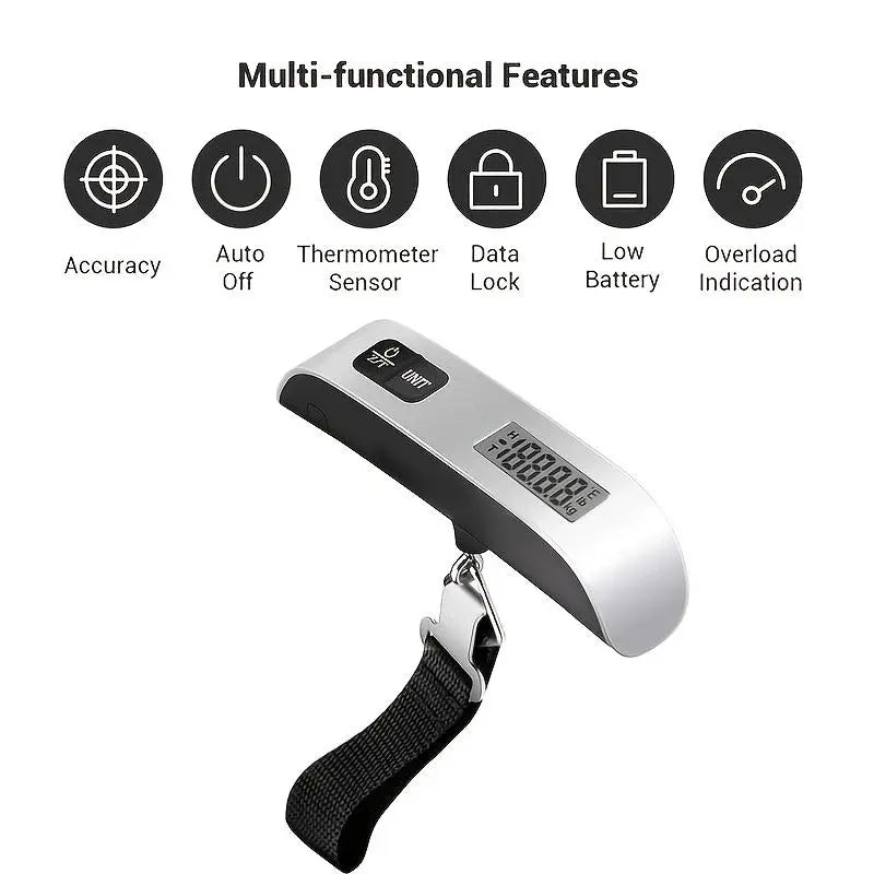 🔥 Clearance Special – Order 1 Get 2 🔥 – Portable Electronic Luggage Scale, 50kg Heavy Duty Mini Hanging Scale for Luggage, Fishing & Parcels, Outdoor Fishing Accessory