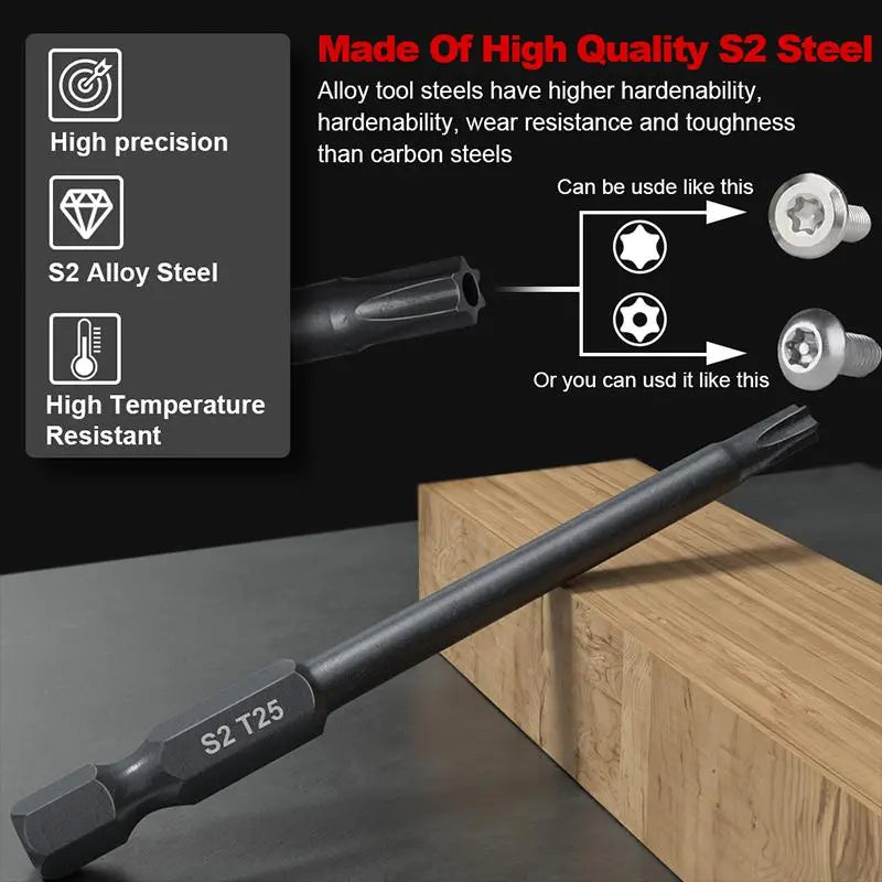 K7 Magnetic Anti-Slip Impact Screwdriver Bit Set, Replaceable Screwdriver Bits with CNC Machined S2 Steel PH2 Heads, Powerful Grip Magnetic Holder for Drills, High Hardness Cross Blade, Tool Accessories