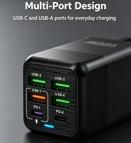 150W Super Fast Charging Head - Multi-Port Desktop Charger and Multifunctional Adapter