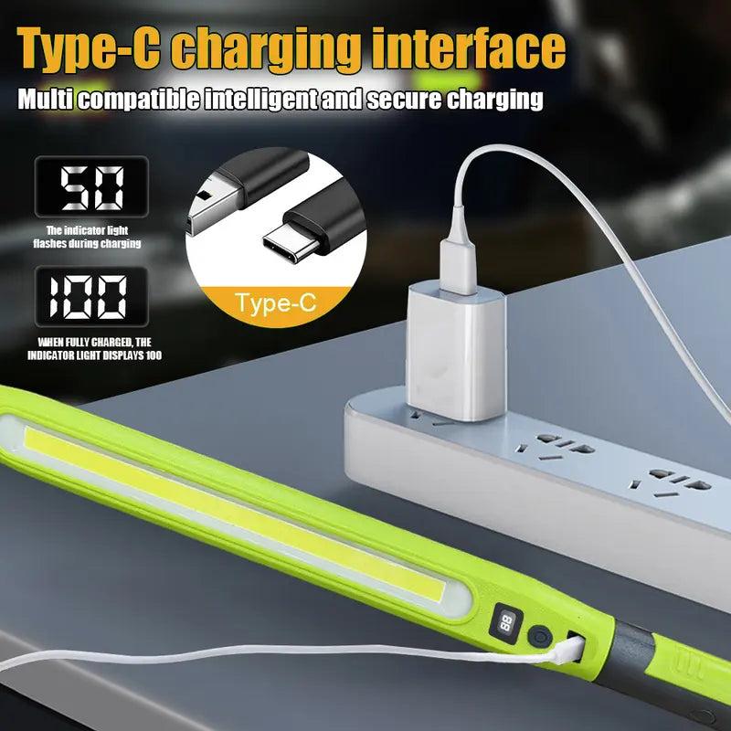 Super Bright Magnetic LED Work Light with Rechargeable Battery – Engine Hood Lamp Strip for Car Repair and Outdoor Lighting